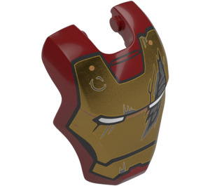 LEGO Dark Red Iron Man Visor with Gold Face, White Eyes, and Battle Damage (103690)