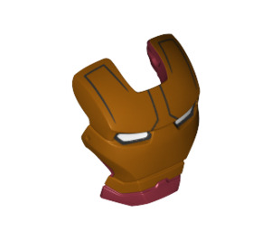 LEGO Dark Red Iron Man Visor with Gold Face, White Eyes and Black Forehead Lines (20629 / 37201)