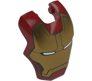 LEGO Dark Red Iron Man Visor with Gold Face, White Eyes and Black Forehead Lines and Cheek Trim (108785)