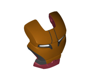 LEGO Dark Red Iron Man Visor with Gold Face, White Eyes and Silver Sides (20632)