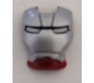 LEGO Mörkröd Iron Man Visir med Silver Ansikte, Vit Ögon och Svart Forehead Lines