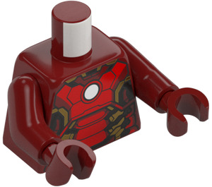 LEGO Mørk rød Iron Mann med Mark 43 Rustning med Stor Hjelm Visir Minifigur Overkropp (973 / 76382)