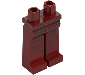 LEGO Mørkerød Lang Minifigur Ben med Scales (99131)