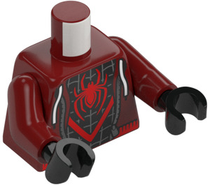 LEGO Mørk rød Miles Morales (Spider-Mann) med Mørk rød Hette og Minifigur Overkropp (973 / 76382)