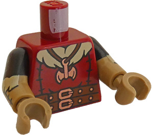 LEGO Ciemno czerwony Minifigurka Tułów Krasnolud Barbarian (973)