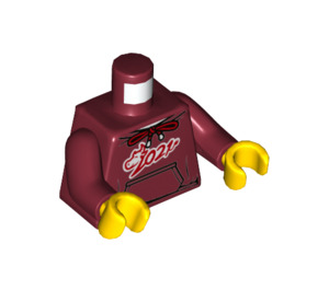 LEGO Tummanpunainen Pienoishahmo Vartalo jossa 2021 Huppari (973 / 76382)