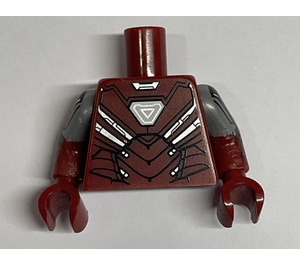 LEGO Dark Red Minifig Torso with Iron Man (White Hexagonal Plates) (973)