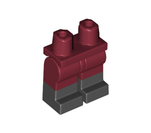 LEGO Donkerrood Minifigure Heupen en benen met Zwart Boots (21019 / 77601)