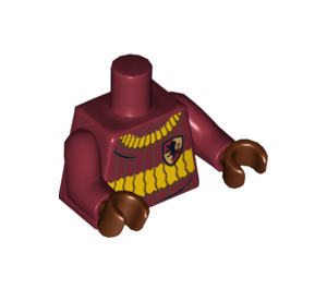 LEGO Mørkerød Minifigur Torso med Sweater med Gul Striber og Gryffindor Badge (76382 / 88585)