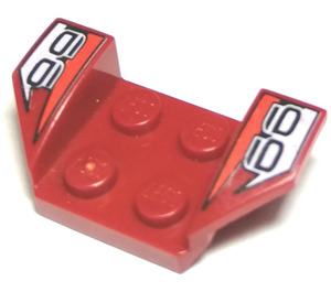 LEGO Donkerrood Spatbord Plaat 2 x 2 met Flared Wiel Arches met Number 66 (41854)