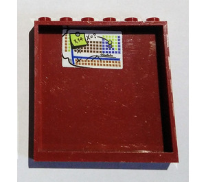 LEGO Rouge foncé Panneau 1 x 6 x 5 avec Chart Autocollant (59349)
