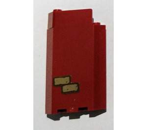 LEGO Donkerrood Paneel 3 x 3 x 6 Hoek Muur met Steen (Onderzijde Links) Sticker zonder inkepingen aan de onderzijde (87421)