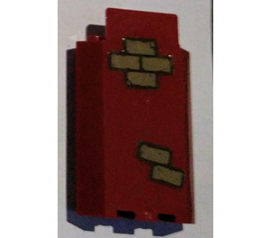 LEGO Dark Red Panel 3 x 3 x 6 Corner Wall with Bricks (Top and Bottom Right) Sticker without Bottom Indentations (87421)
