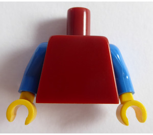 LEGO Donkerrood Vlak Torso met Blauw Armen en Geel Handen (973 / 76382)