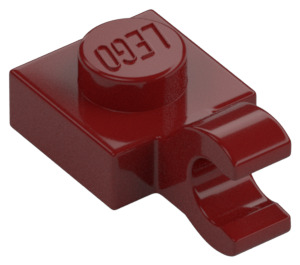 LEGO Donkerrood Plaat 1 x 1 met Horizontale Klem (Dikke open 'O'-clip) (52738 / 61252)