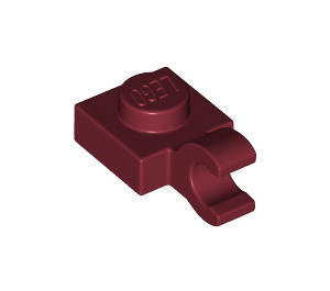 LEGO Dunkelrot Platte 1 x 1 mit Horizontaler Clip (Dick geöffneter O-Clip) (52738 / 61252)