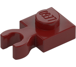 LEGO Dark Red Plate 1 x 1 with Vertical Clip (Thick Open 'O' Clip) (44860 / 60897)