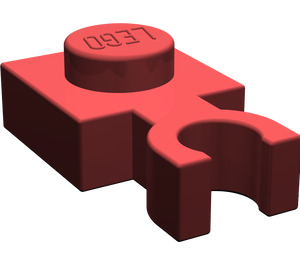 LEGO Dark Red Plate 1 x 1 with Vertical Clip (Thin 'U' Clip) (4085 / 60897)