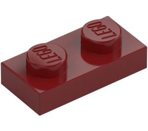 LEGO Donkerrood Plaat 1 x 2 (3023 / 28653)