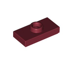 LEGO Dark Red Plate 1 x 2 with 1 Stud (with Groove and Bottom Stud Holder) (15573 / 78823)