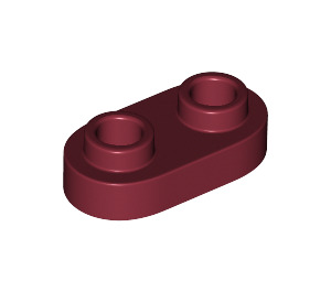 LEGO Dark Red Plate 1 x 2 with Rounded Ends and Open Studs (35480)