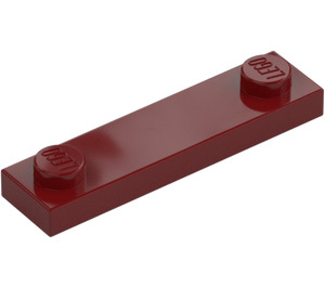 LEGO Donkerrood Plaat 1 x 4 met Twee Noppen zonder groef (92593)