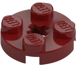 LEGO Donkerrood Plaat 2 x 2 Rond met As gat (met '+'-vormig asgat) (4032)