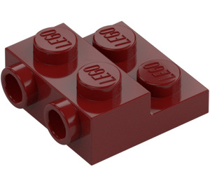 LEGO Tummanpunainen Levy 2 x 2 x 0.7 jossa 2 Nupit päällä Sivu (4304 / 99206)