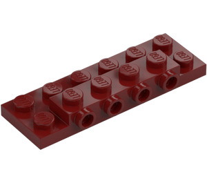 LEGO Tummanpunainen Levy 2 x 6 x 0.7 jossa 4 Nupit päällä Sivu (72132 / 87609)