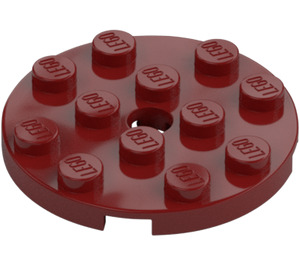 LEGO Donkerrood Plaat 4 x 4 Rond met Gat en Snapstud (60474)