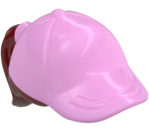 LEGO Donkerrood Paardenstaart Haar met Bright Roze Pet (35660)