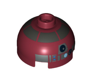 LEGO Dark Red Round Brick 2 x 2 Dome Top (Undetermined Stud - To be deleted) with Silver Band and Blue Dot and Red and Blue Buttons (13314)