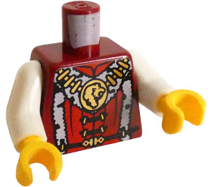 LEGO Ciemno czerwony Royalty Tułów z Gold Lew Pendant I Futro Trim (973 / 76382)