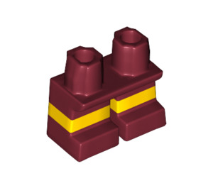 LEGO Dunkelrot Kurz Beine mit Gelb Stripe (16709 / 41879)