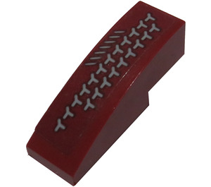 LEGO Dark Red Slope 1 x 3 Curved with Gray Y-Shapes (Left) Sticker (50950)