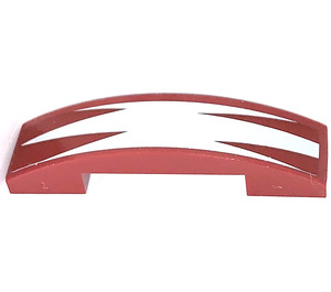 LEGO Dark Red Slope 1 x 4 Curved Double with BARC Design Sticker (93273)