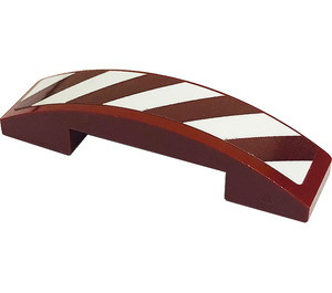 LEGO Dark Red Slope 1 x 4 Curved Double with Danger Stipes Sticker (93273)