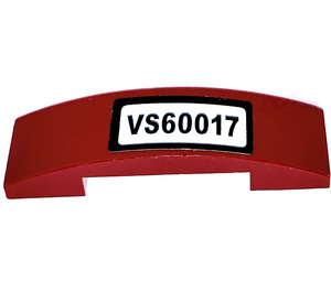 LEGO Dark Red Slope 1 x 4 Curved Double with 'VS60017' Sticker (93273)
