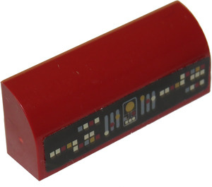LEGO Rouge foncé Pente 1 x 4 Incurvé avec Instument Panneau Autocollant (6191)