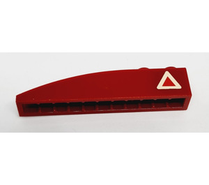 LEGO Dark Red Slope 1 x 6 Curved with Dark Red Triangle Right Side Sticker (35164)
