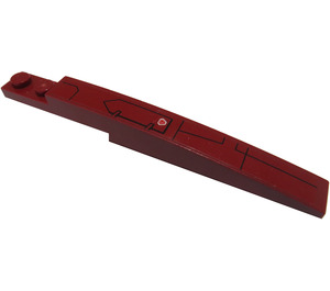 LEGO Dark Red Slope 1 x 8 Curved with Plate 1 x 2 with A-Wing Hull Lines (Right) Sticker (13731)