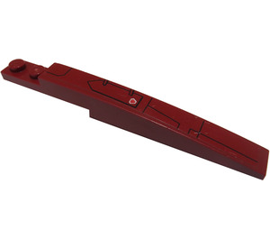 LEGO Dark Red Slope 1 x 8 Curved with Plate 1 x 2 with Black Hull Plate Lines Sticker (13731)