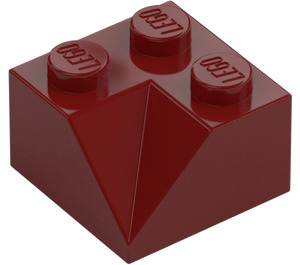 LEGO Mörkröd Backe 2 x 2 (45°) med Dubbel Concave (grov yta) (3046 / 4723)