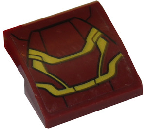 LEGO Dark Red Slope 2 x 2 Curved with Dark Red and Gold Armor Plates Pattern Sticker (15068)