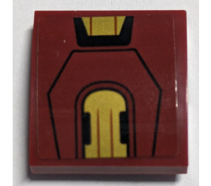 LEGO Rouge foncé Pente 2 x 2 Incurvé avec Gold Armor Plates Autocollant (15068)