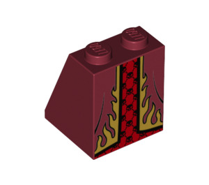 LEGO Rouge foncé Pente 2 x 2 x 2 (65°) avec Flames avec tube inférieur (3678 / 19219)