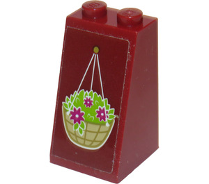 LEGO Dark Red Slope 2 x 2 x 3 (75°) with Hanging Basket on Front and Bookshelf on Back Sticker (Solid Studs) (98560)