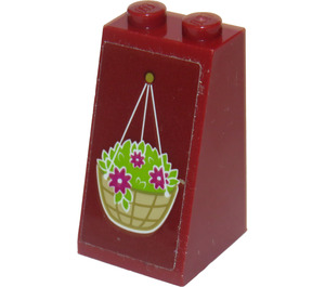 LEGO Dark Red Slope 2 x 2 x 3 (75°) with Hanging Basket on Front and Bookshelf on Back Sticker Solid Studs (98560)