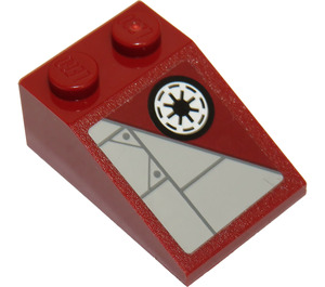 LEGO Dunkelrot Steigung 2 x 3 (25°) mit Grau Panels und SW Republic Symbol Aufkleber mit rauer Oberfläche (3298)