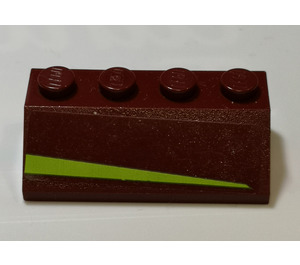 LEGO Dunkelrot Steigung 2 x 4 (45°) mit Dreieckig shaped line (Recht) Aufkleber mit rauer Oberfläche (3037)